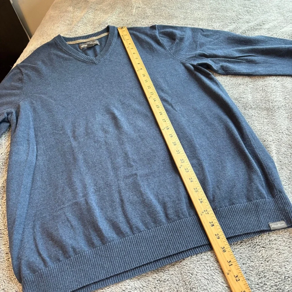 Eddie Bauer Mens V-Neck Sweater XL Tall‎ Merino Wool Blend Preppy Heritage 19574